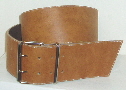 Wide Leather Belt. Silver Colour Double Prong Buckle.