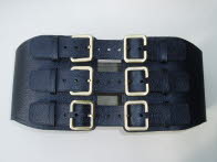 BOb1 Black Leather Six Buckle Corset Belt