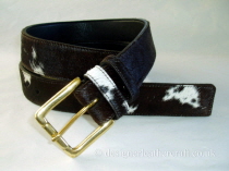Brown & White Hair Cowhide Belt - 35mm - 44 inch