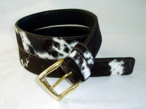 Brown & White Hair Cowhide Belt - 36mm - 42 inch