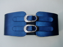 LS1 Blue Leather Corset Belt Oval Buckles  SOLD