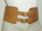 Light Tan Leather Corset Belt with Small Roller Buckles