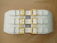 SG1 Stone White Leather Six Buckle Corset Belt